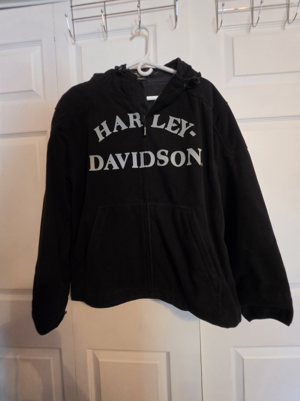 Men's Harley-Davidson Black Zip-Up Hooded Jacket with Reflective Logos